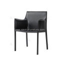 Black saddle leather Cab dining chairs